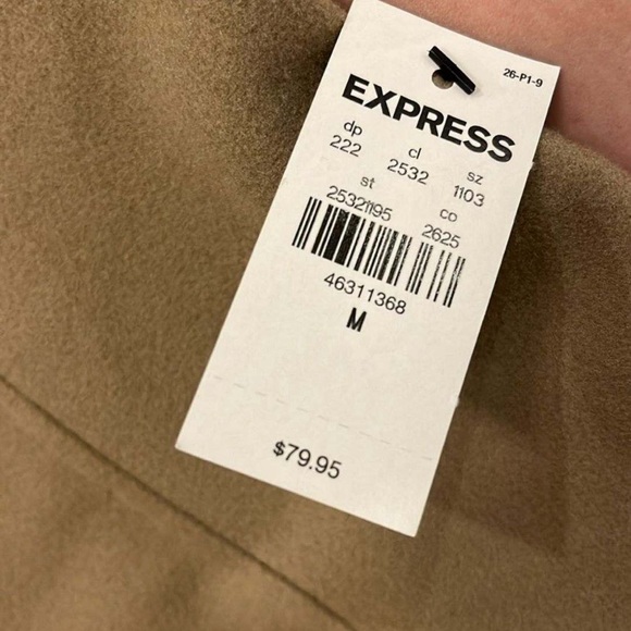 Express Men’s Toffee Brown Fleece Quarter Zip Jacket NWT - Picture 4 of 9